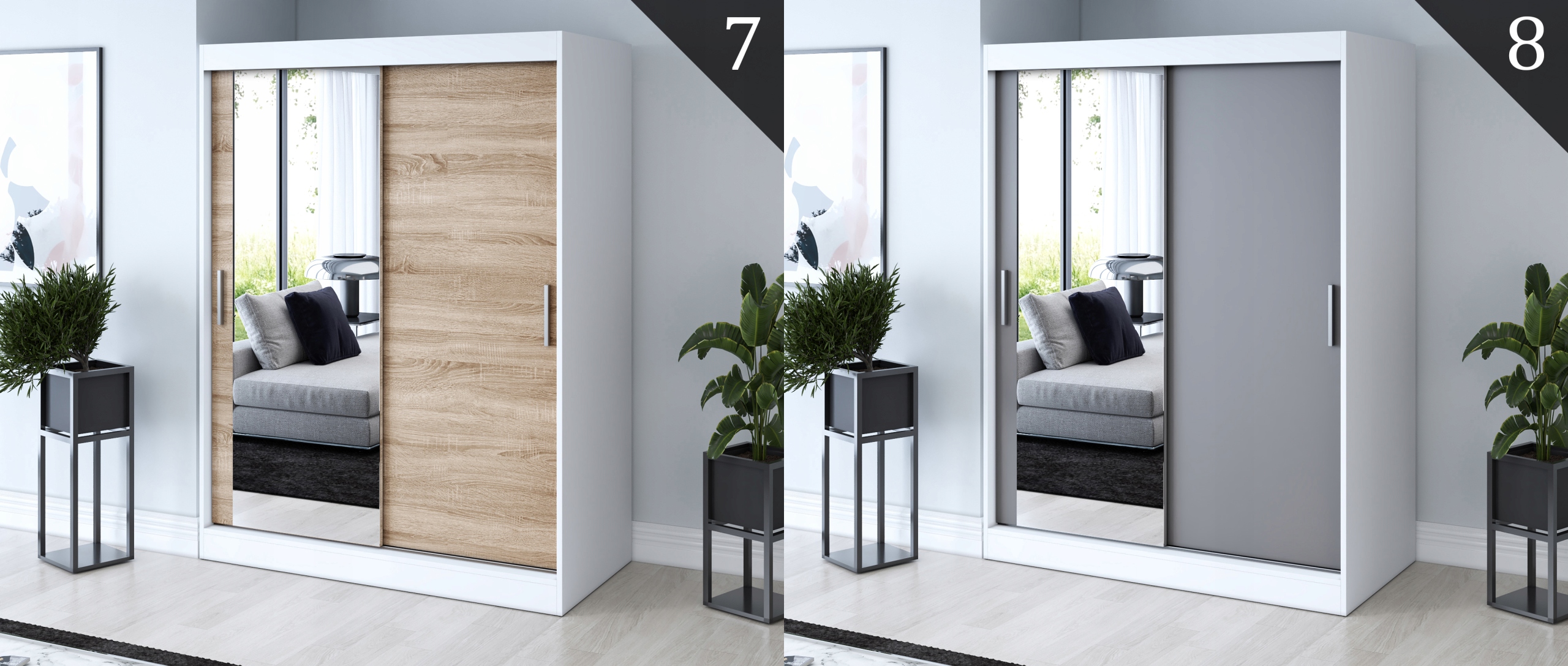 Szafa Przesuwna 150 ARTISAN Garderoba Lustro Głębokość mebla 60 cm