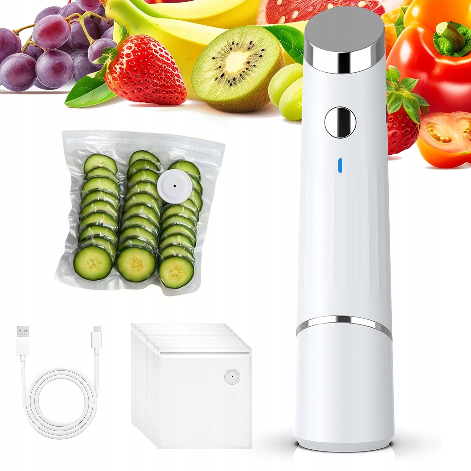 Levně Malá Praktická Svářečka Pro Vakuové Balení, Bílá, Sada 20 Sáčků