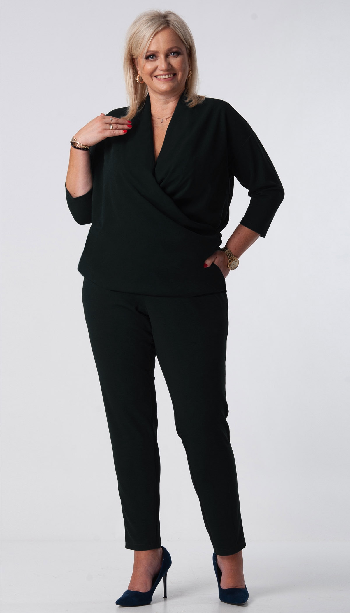 ELEGANCKI Kombinezon damski Plus Size WYSZCZUPLAJĄCY (44-54) 46 XXXL Marka ANY