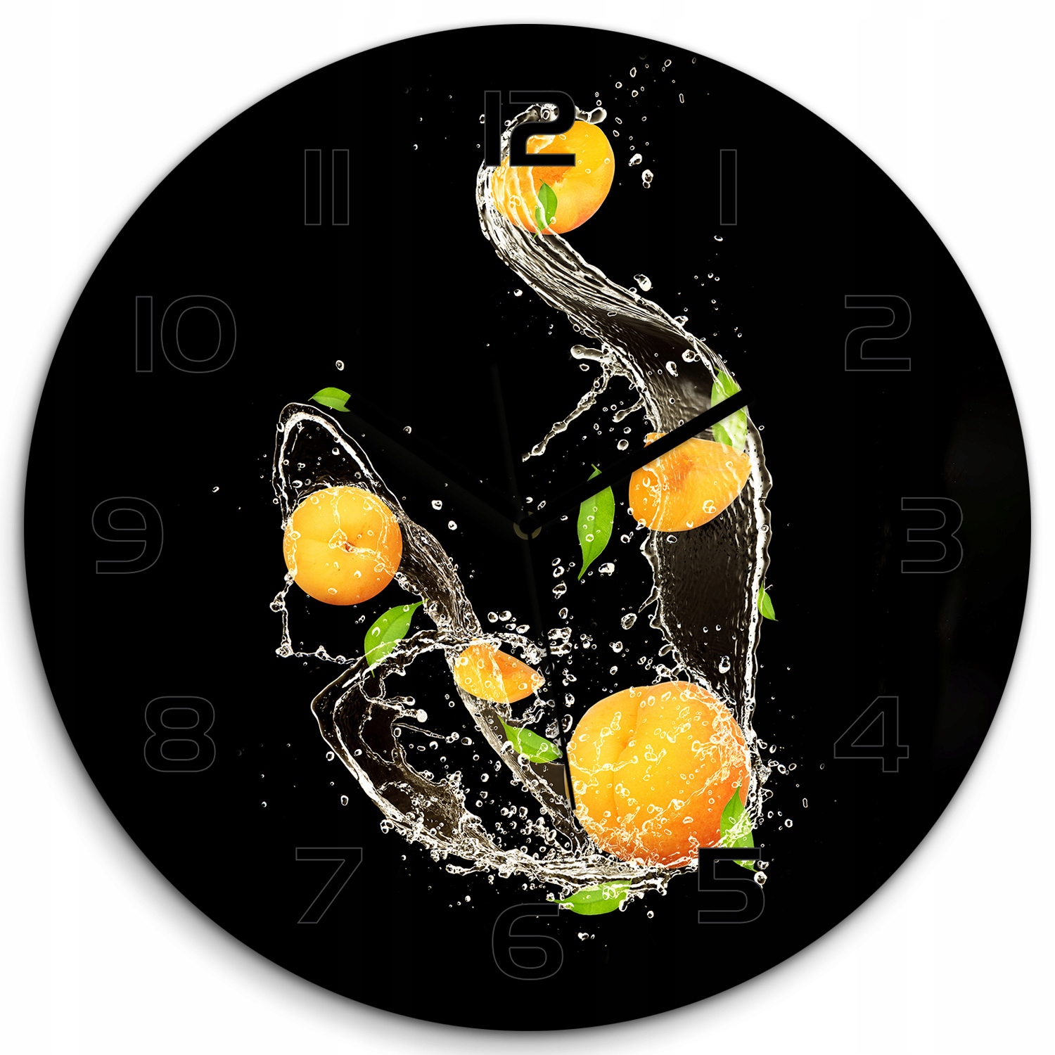 

Duży zegar szklany do salonu Morele i woda fi 60cm