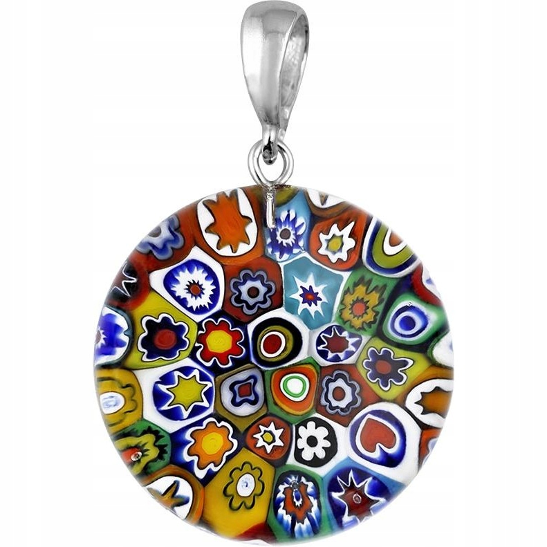Dámský vícebarevný přívěsek Harf sklo murano kolečko