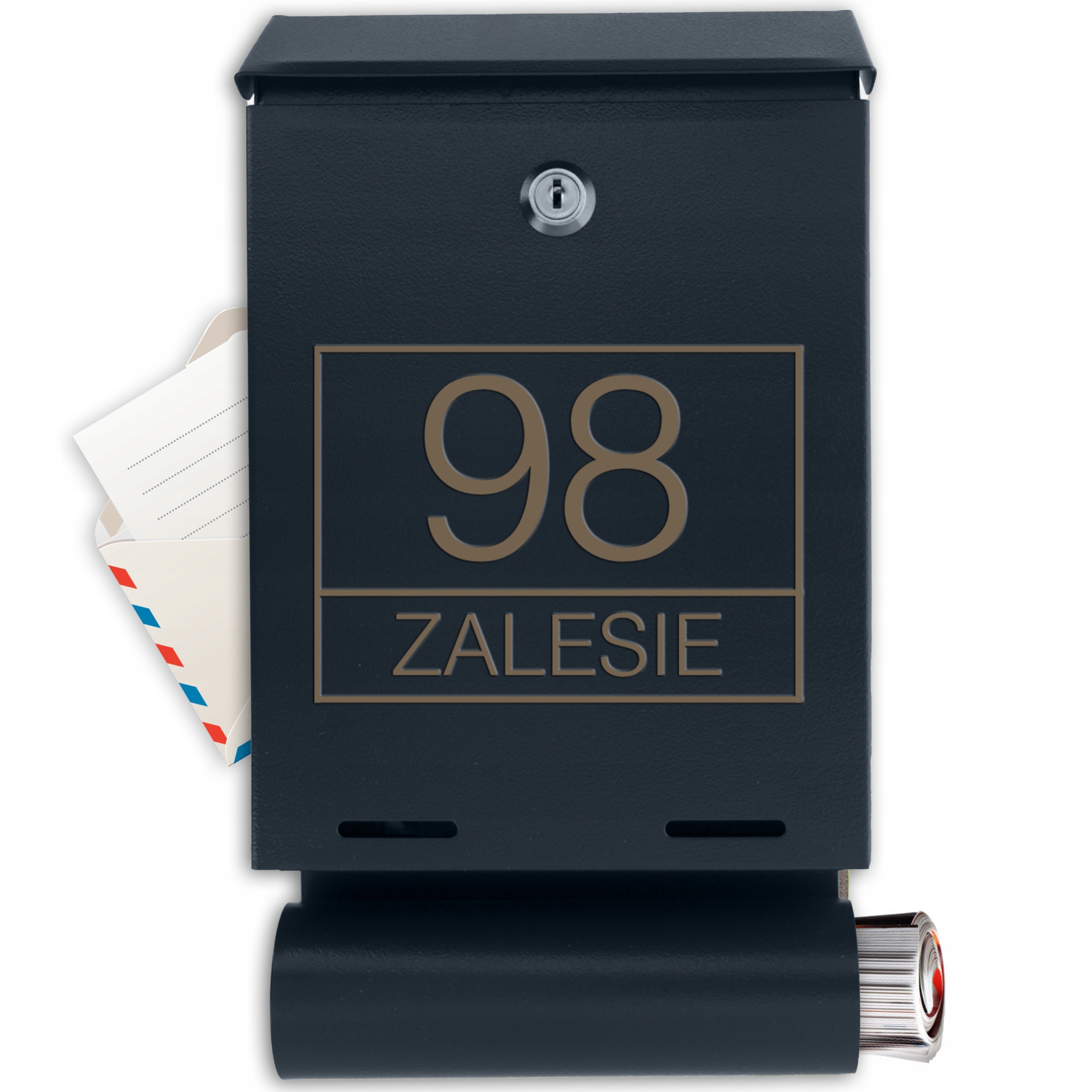 Poštovní Schránka S Číslem Domu Ulice Adresa Gravírování S Tubou Různé Vzory