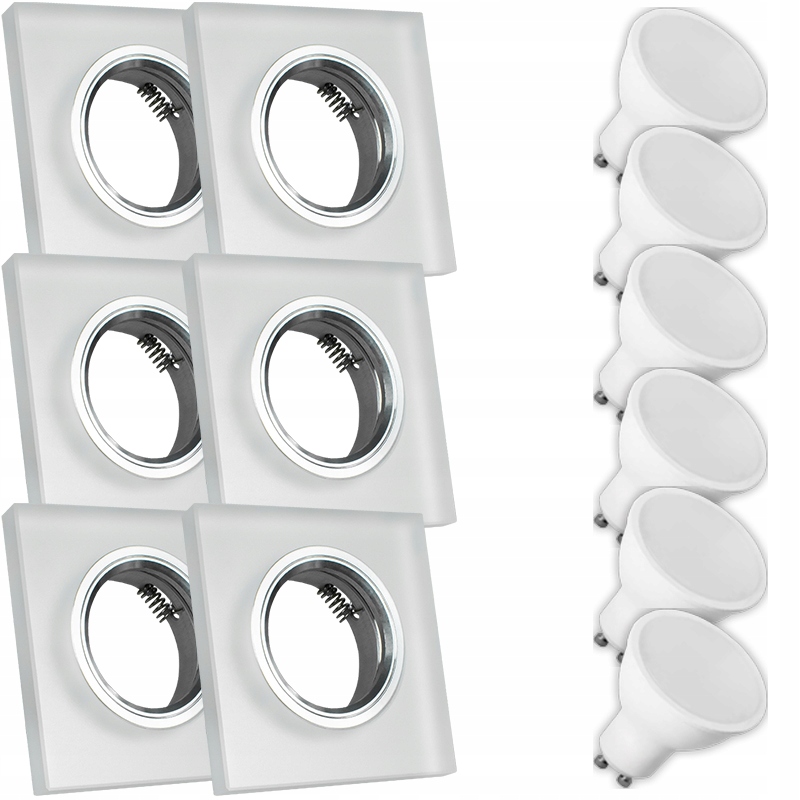 6X Skleněná Lampička Moderní Svítidlo Čtverec Silné Sklo Led Žárovka 1.5 W