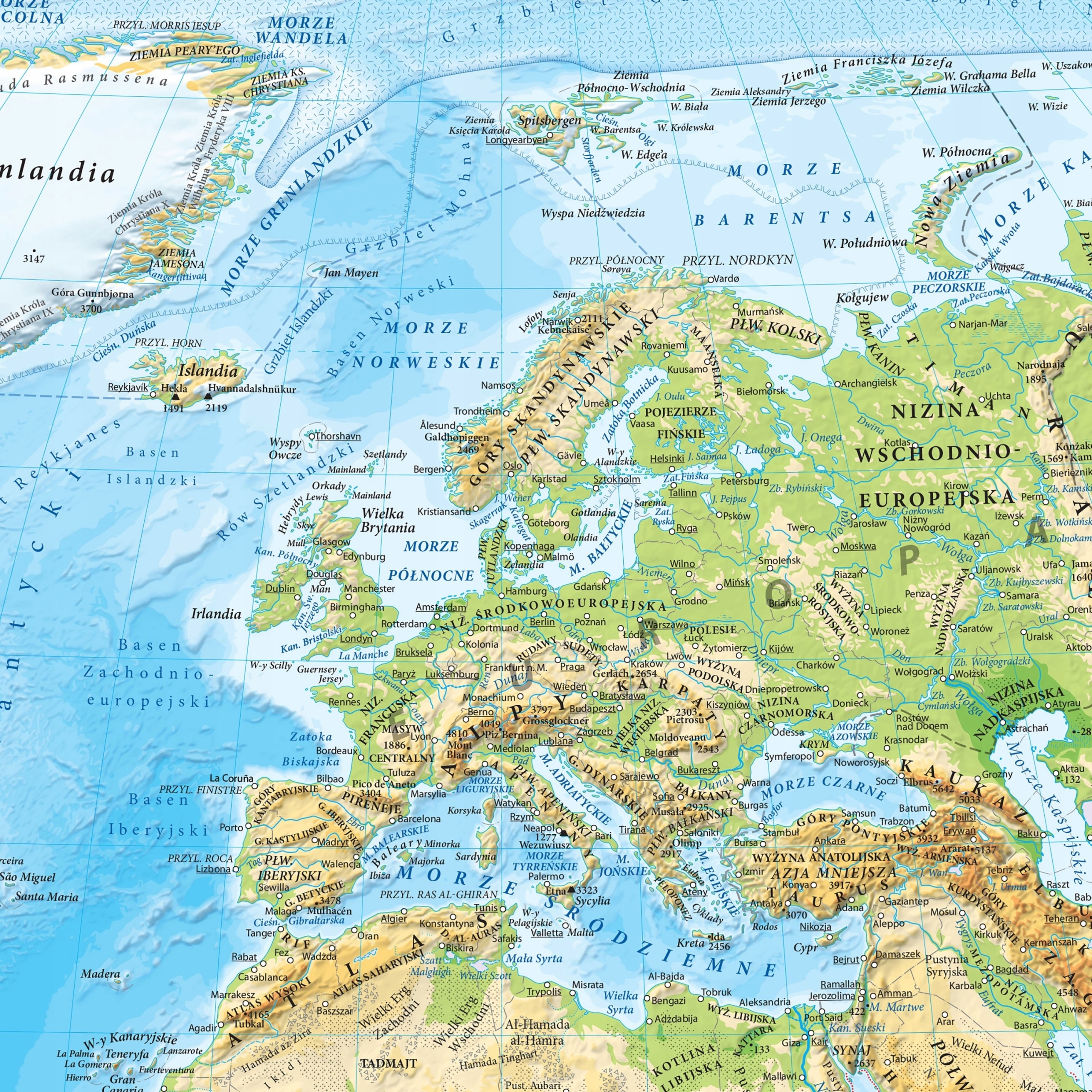 PUZZLE 2000 MAPA FIZYCZNA GEOGRAFICZNA W JĘZYKU POLSKIM AKTUALNA ARTGLOB Liczba elementów 2000