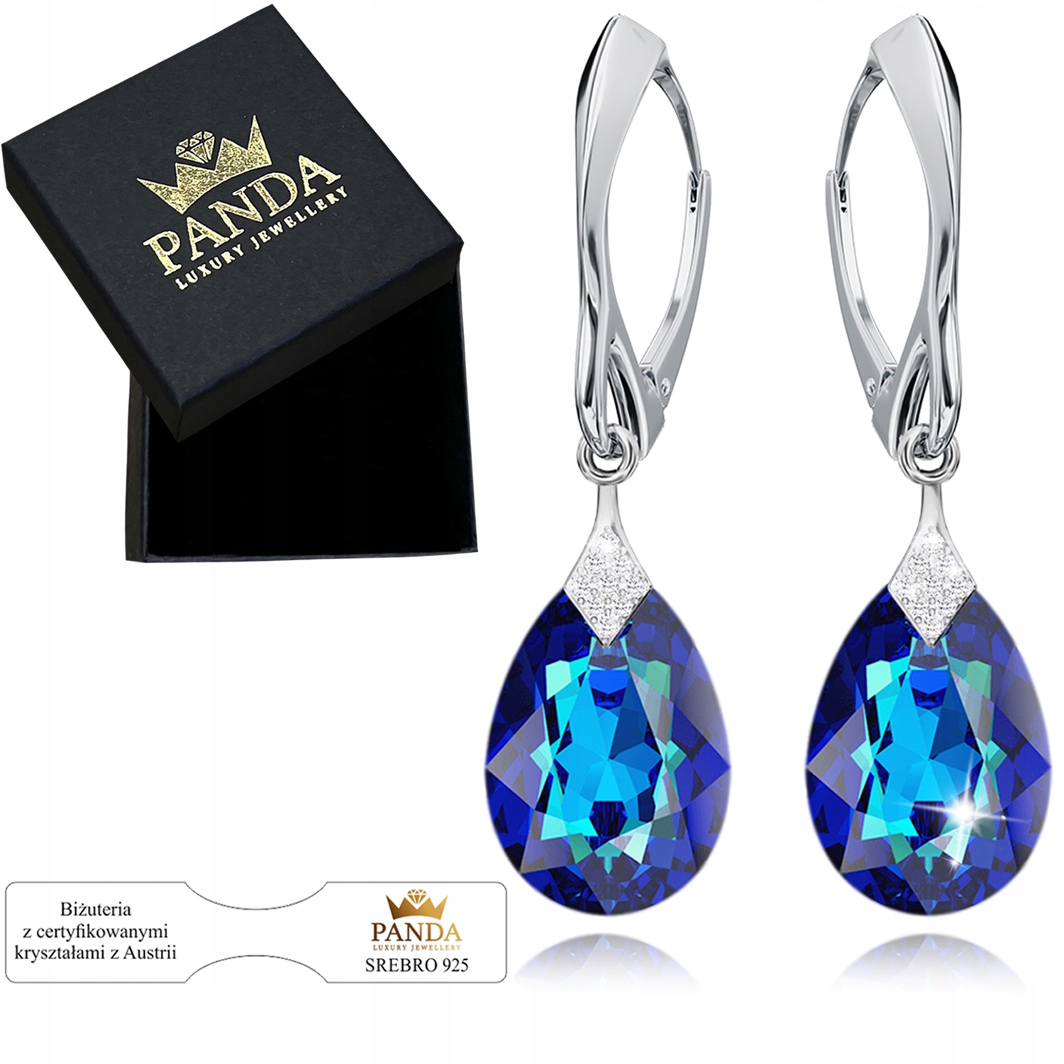 Stříbrné Náušnice pro Ženy Kapky Krystaly Visací Dárek Vánoce 925