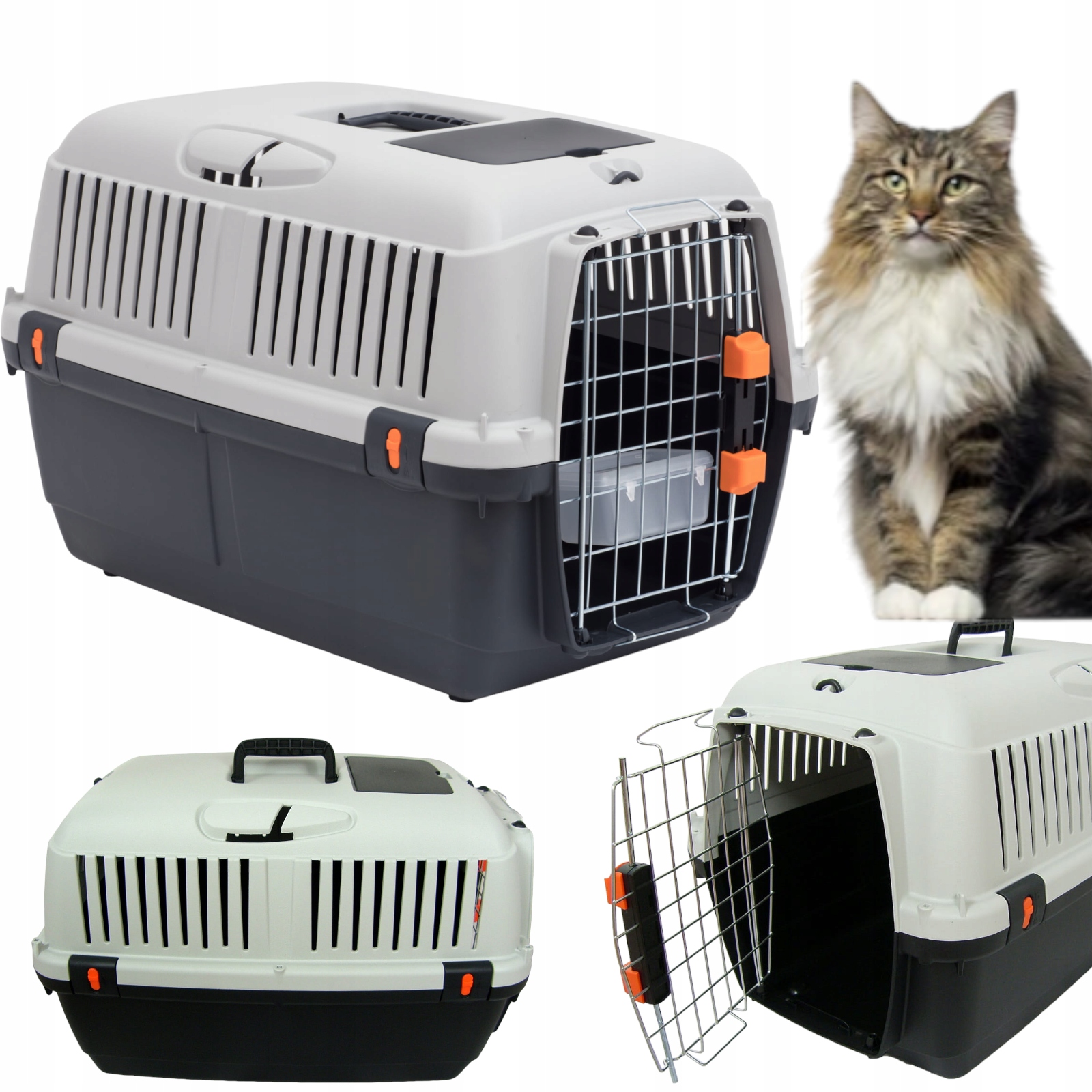 Transporter dla kota Mp Bergamo 40 cm x 60 cm x 38 cm szary dla zwierząt