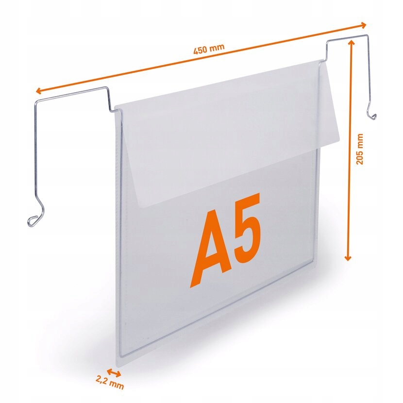Skladovací kapsa s drátěnými úchyty s klapkou A5 horizontální 50 ks Durable