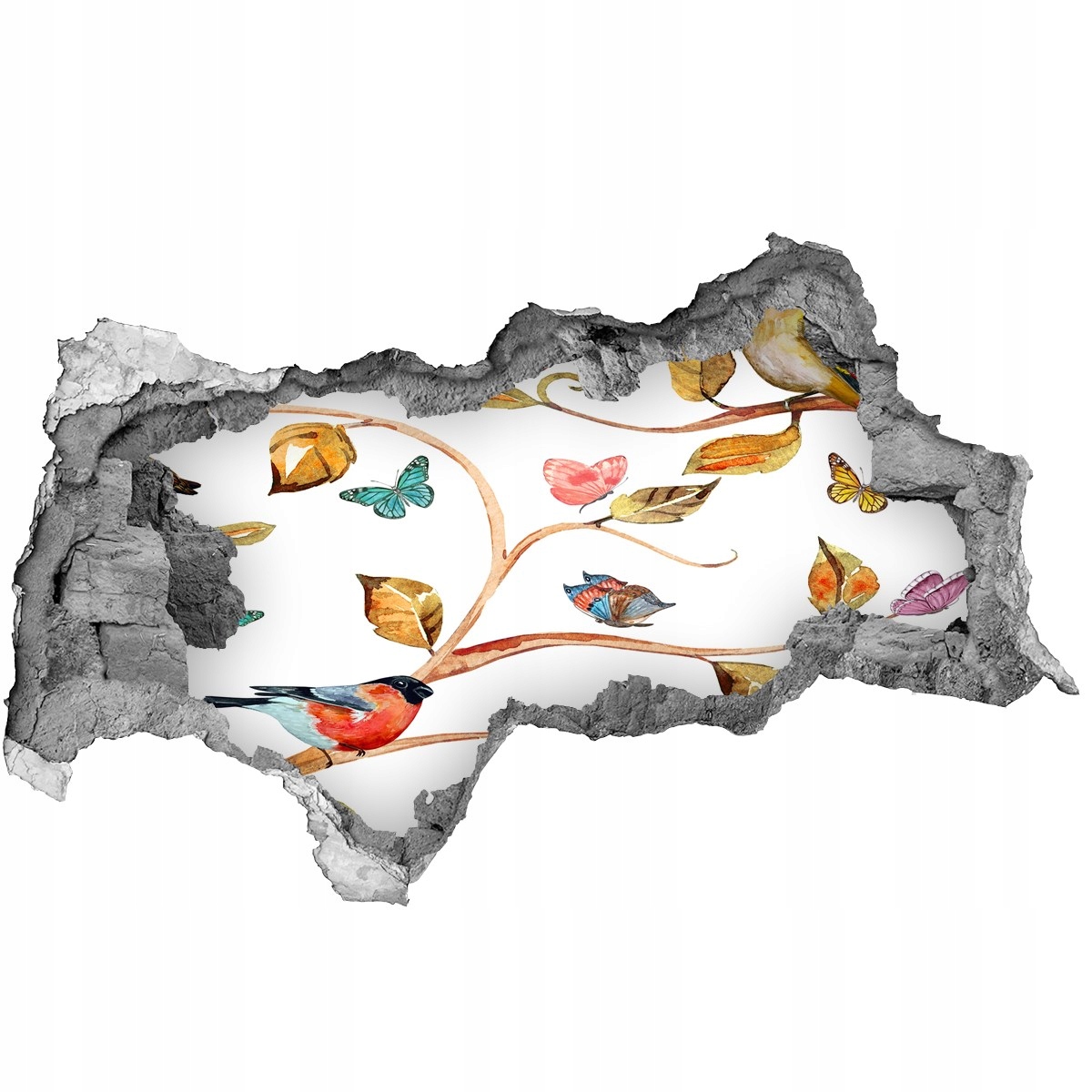 

Dziura 3d fototapeta Naklejka Ptaki i motyle 95x73
