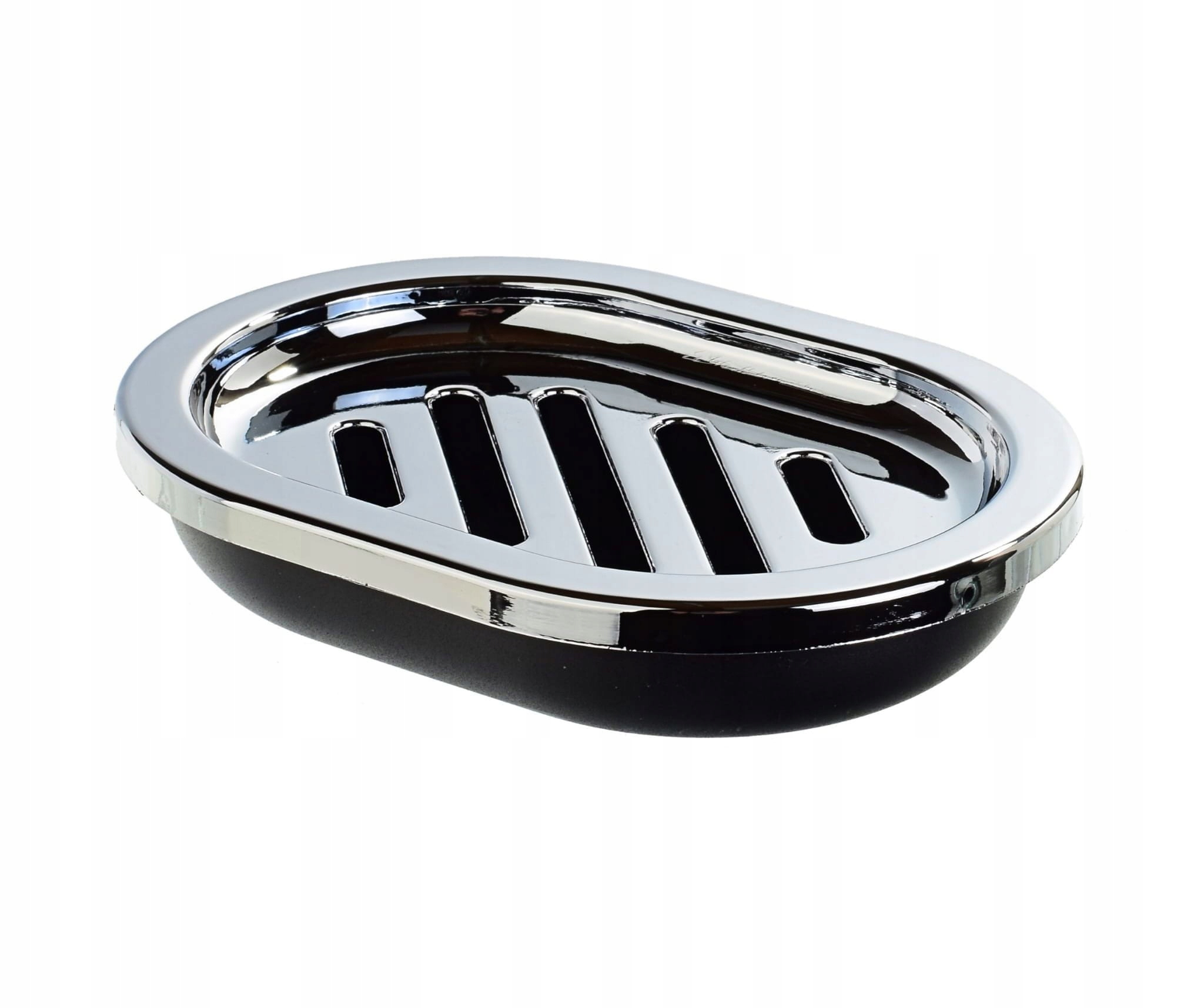 CZARNO-SREBRNA PLASTIKOWA MYDELNICZKA PODSTAWKA NA MYDŁO