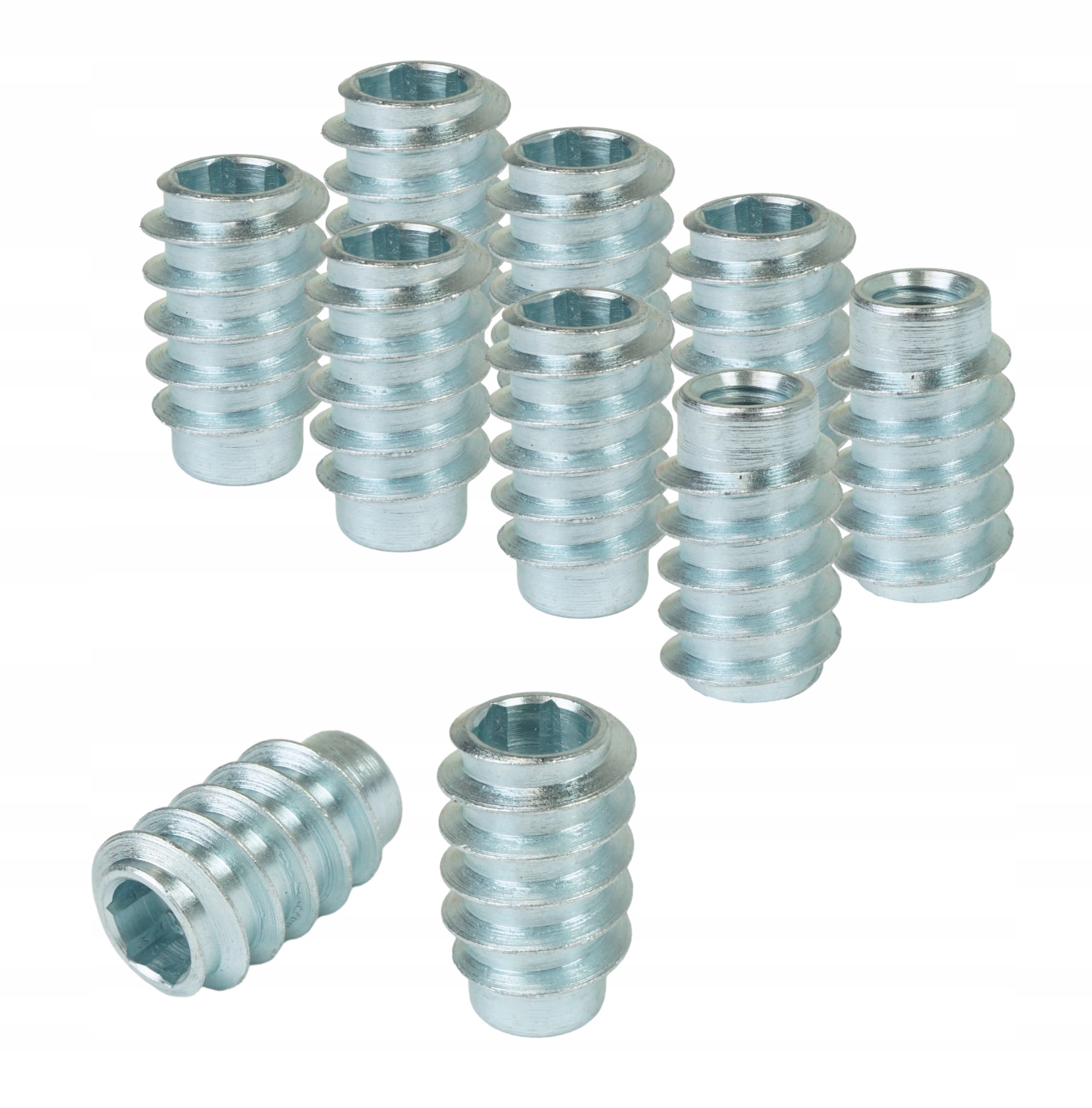 100X Nátrubek M8 x 25 mm šroubovací, nábytková vpusť pro dřevo, imbusový klíč 8