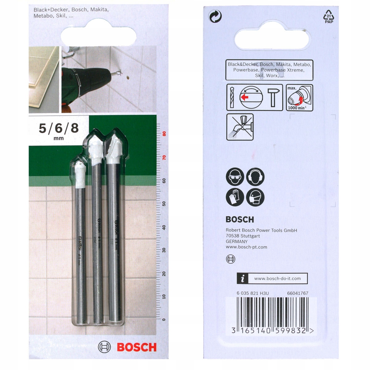 ZESTAW 3 WIERTEŁ DO CERAMIKI I PŁYTEK CYL-9 BOSCH Elementy zestawu inne