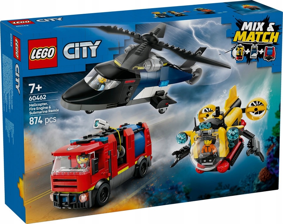stavebnice Lego City vrtulník hasičský vůz loď 874 dílků 60462