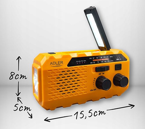 Radio Solarne AD 1197 z Korbką, Latarką i Powerbankiem