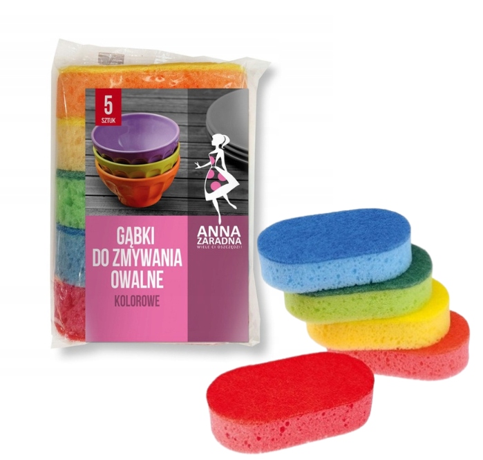 

Gąbki do naczyń kuchenne Superchłonne owalne 5szt