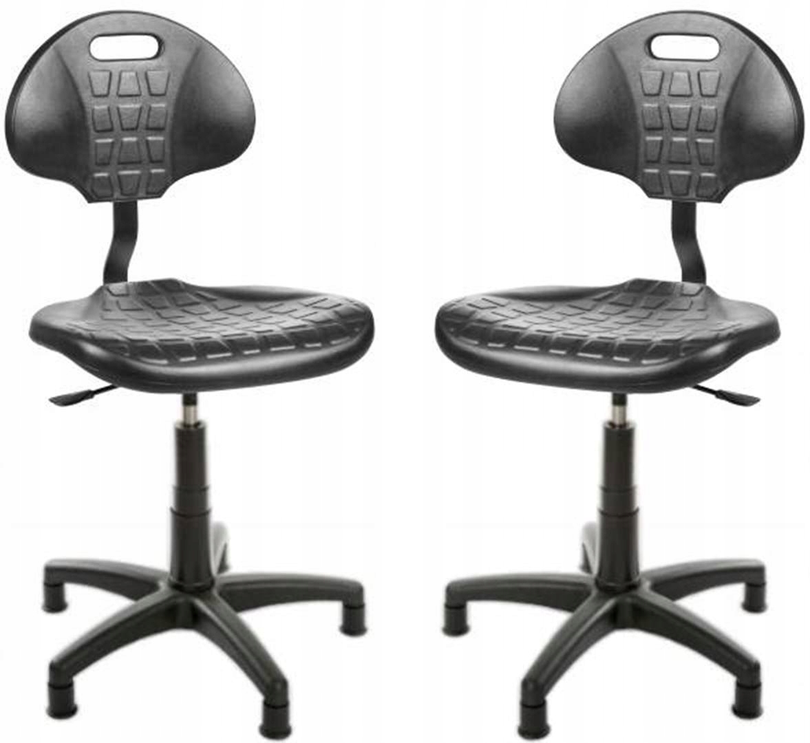 Krzesło Warsztatowe ErgoPur Czarne Obrotowe z Poliuretanu na Stopkach 150k