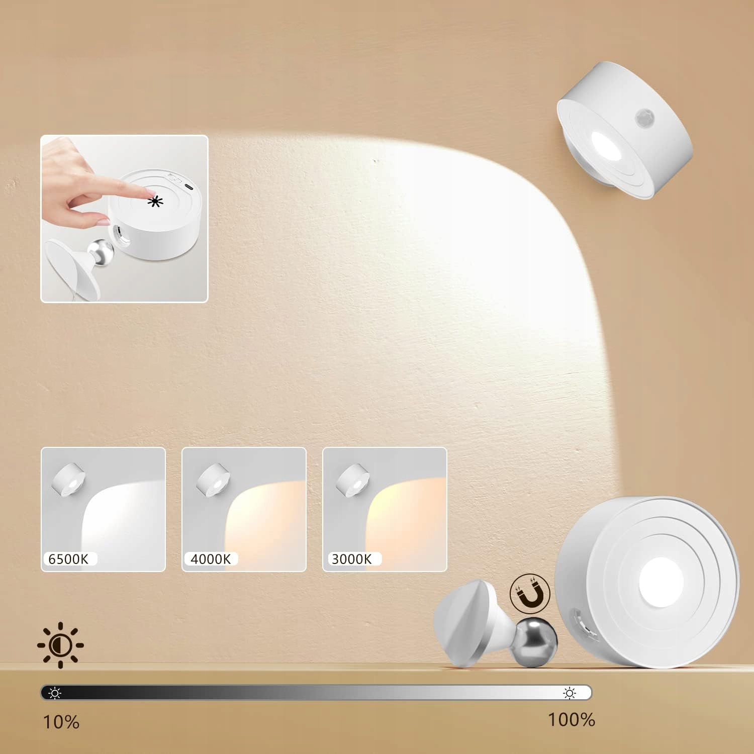 KINKIET WEWNĘTRZNY LED OBRÓT O 360° CZUJNIK RUCHU Marka bez marki