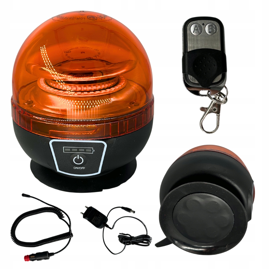 Výstražná lampa kohoutová Led oranžová blesková dálkové ovládání 12V 24V magnet