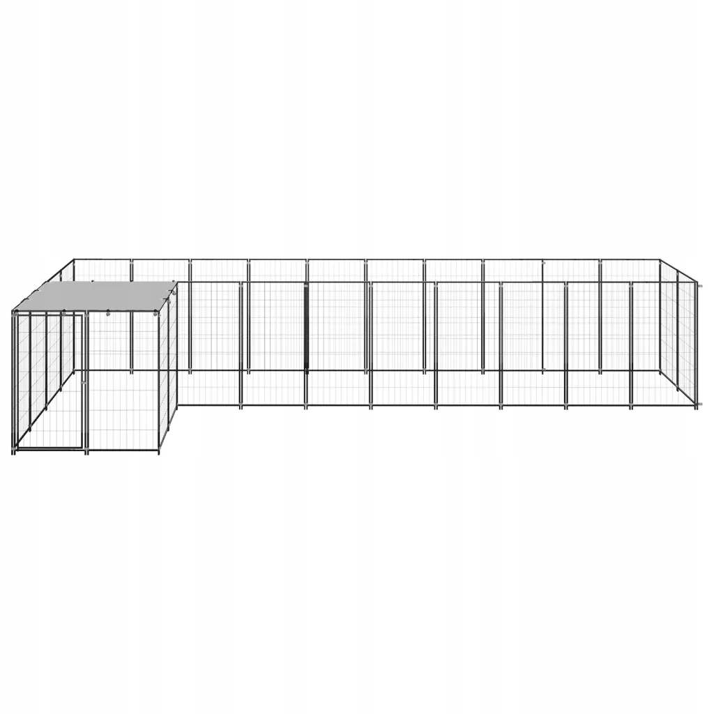 Levně vidaXL Kotec pro psa, černá, 7,26 m², ocelová