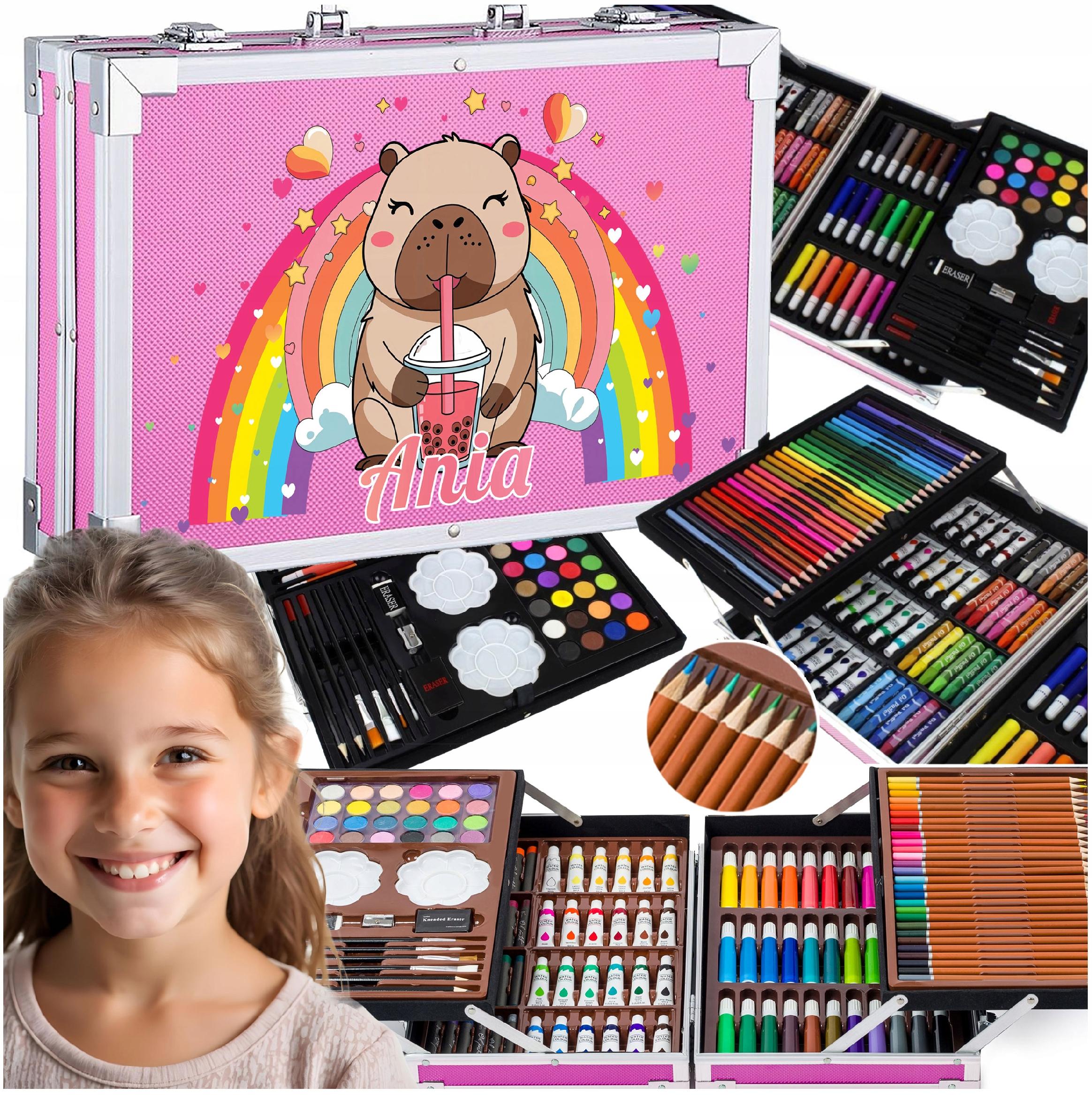 Zestaw Artystyczny Do Malowania Walizka Kredki Słodka Kapibara Capibara