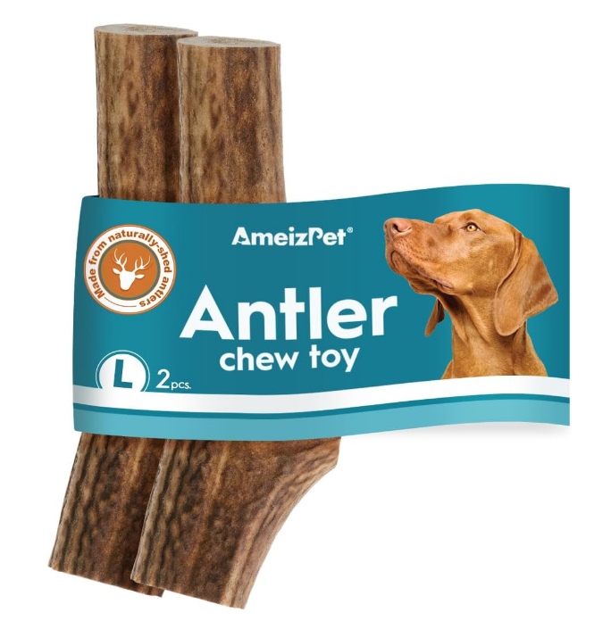 Levně Ameizpet 2 kusy Kousátko paroží pro psy – přírodní organické kousátka vel. L