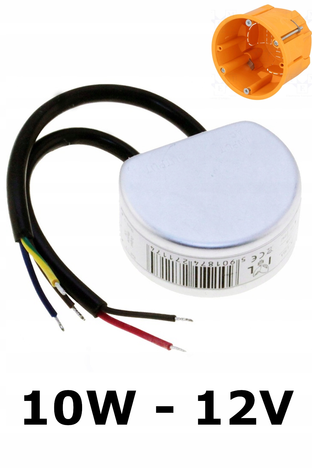 

Zasilacz Dopuszkowy do taśm Led 12V 10W, do puszki