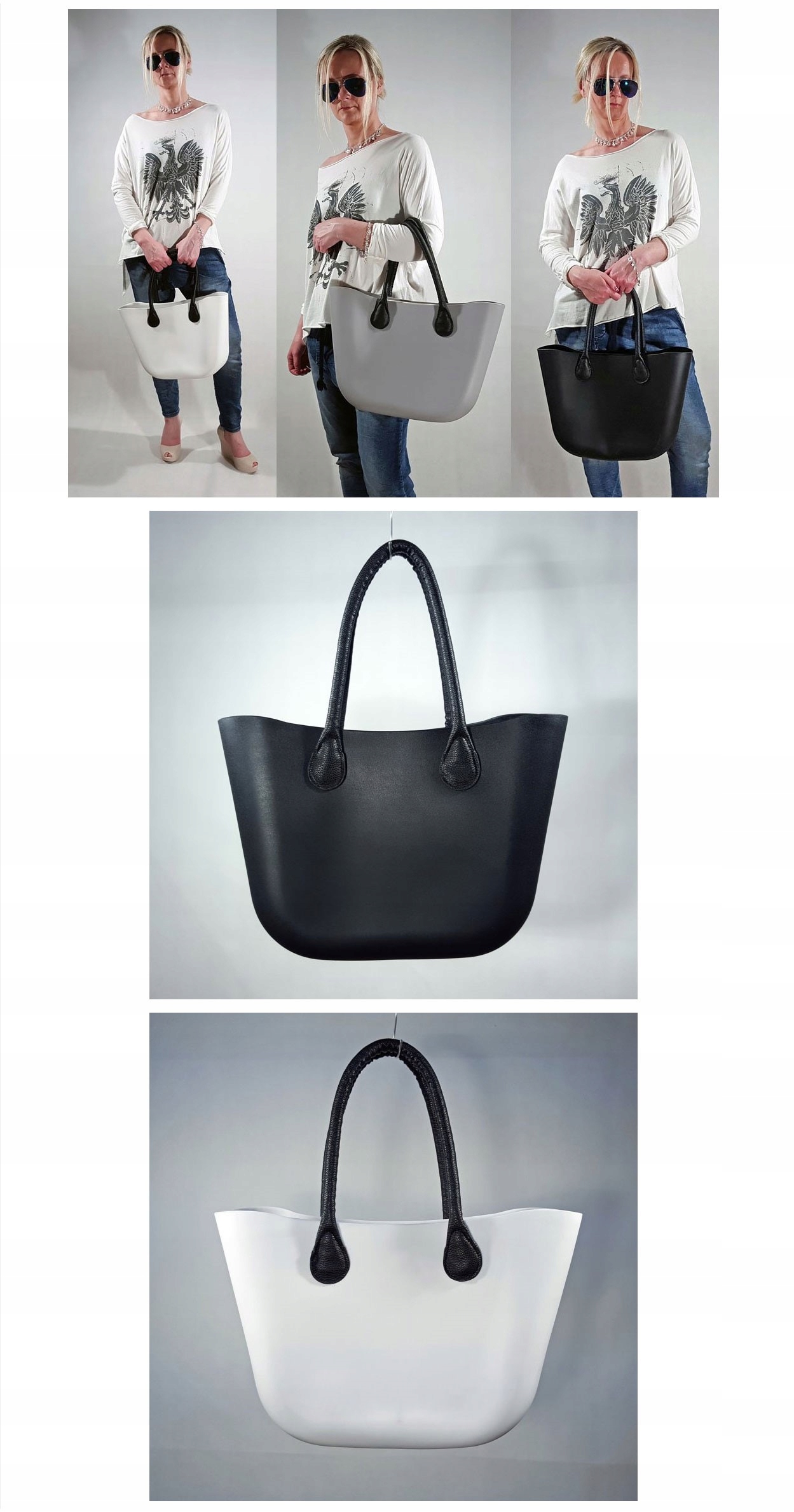 O TORBA GUMOWA TOREBKA JELLY SHOPPER BAG HOBO TGS Materiał dominujący guma