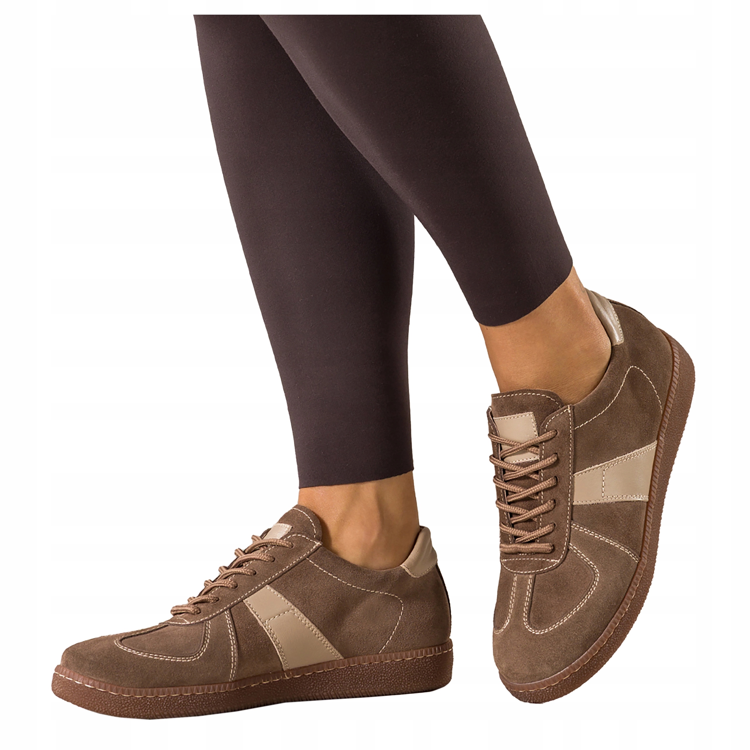 Hnědé kožené tenisky Dámské Sportovní Pohodlné Šněrovací Módní vel. 40