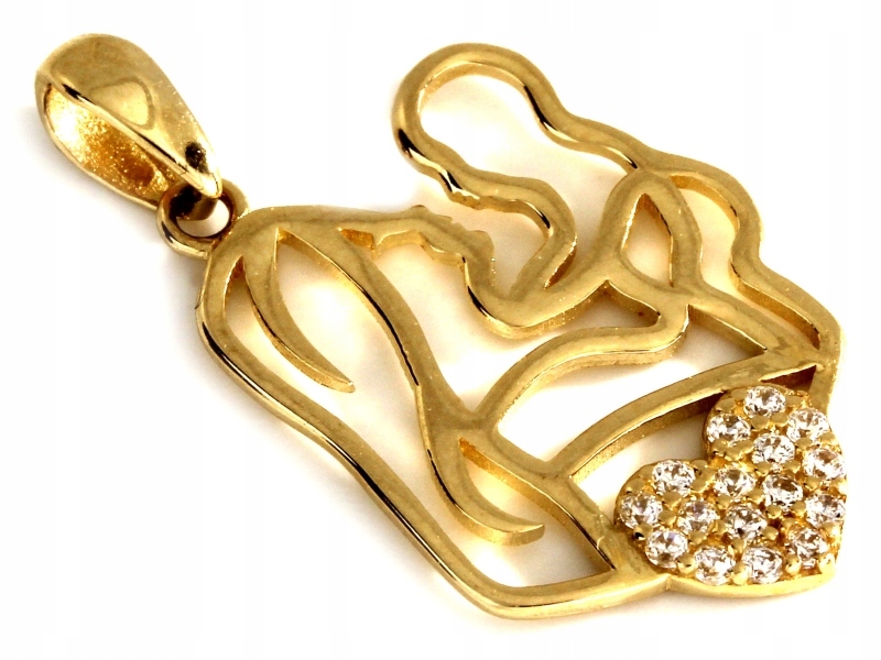 Zlatý přívěsek 585 s kamínky a srdíčkem od klenotníka 14k