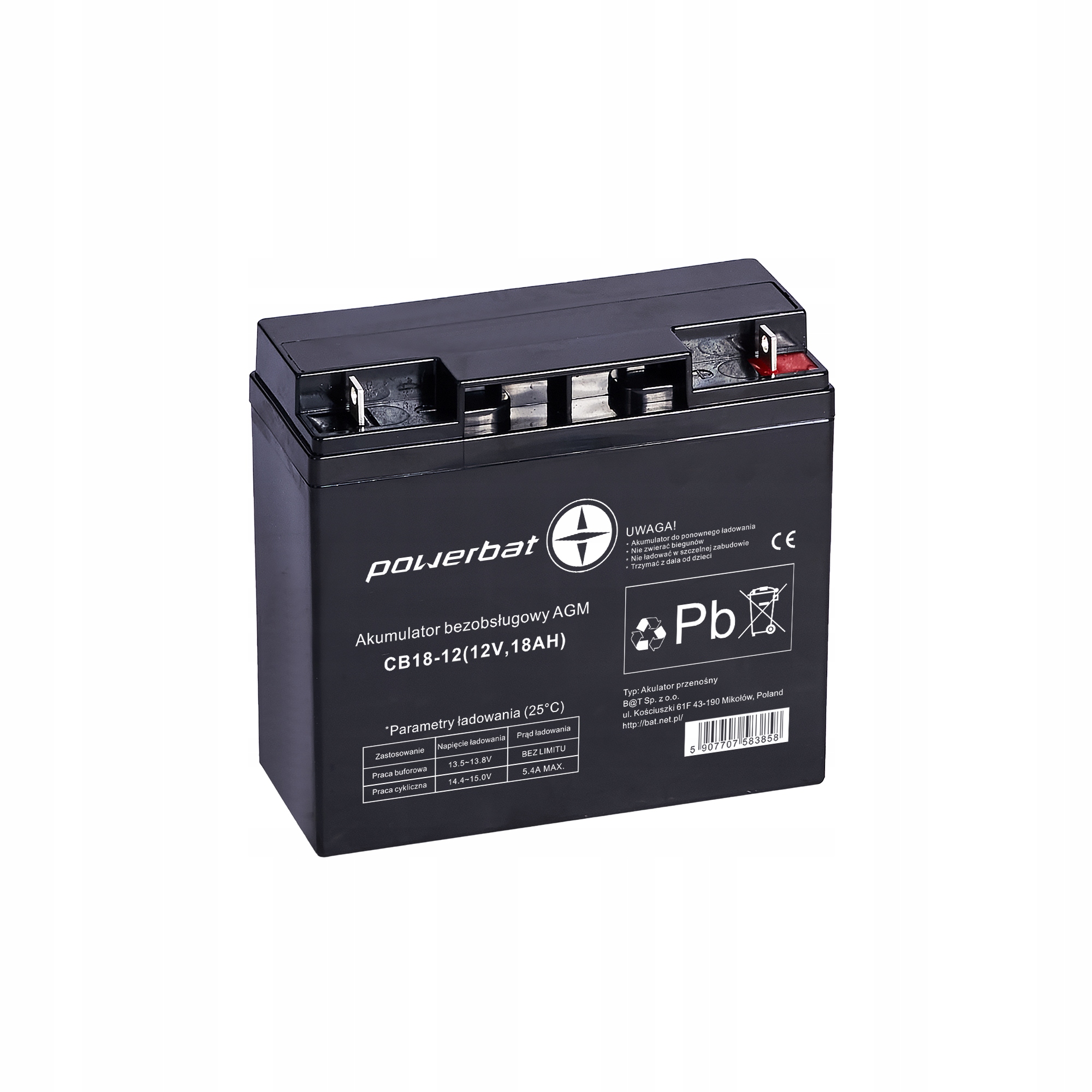 Akumulátor Powerbat CB18-12 (12 V, 18 Ah)