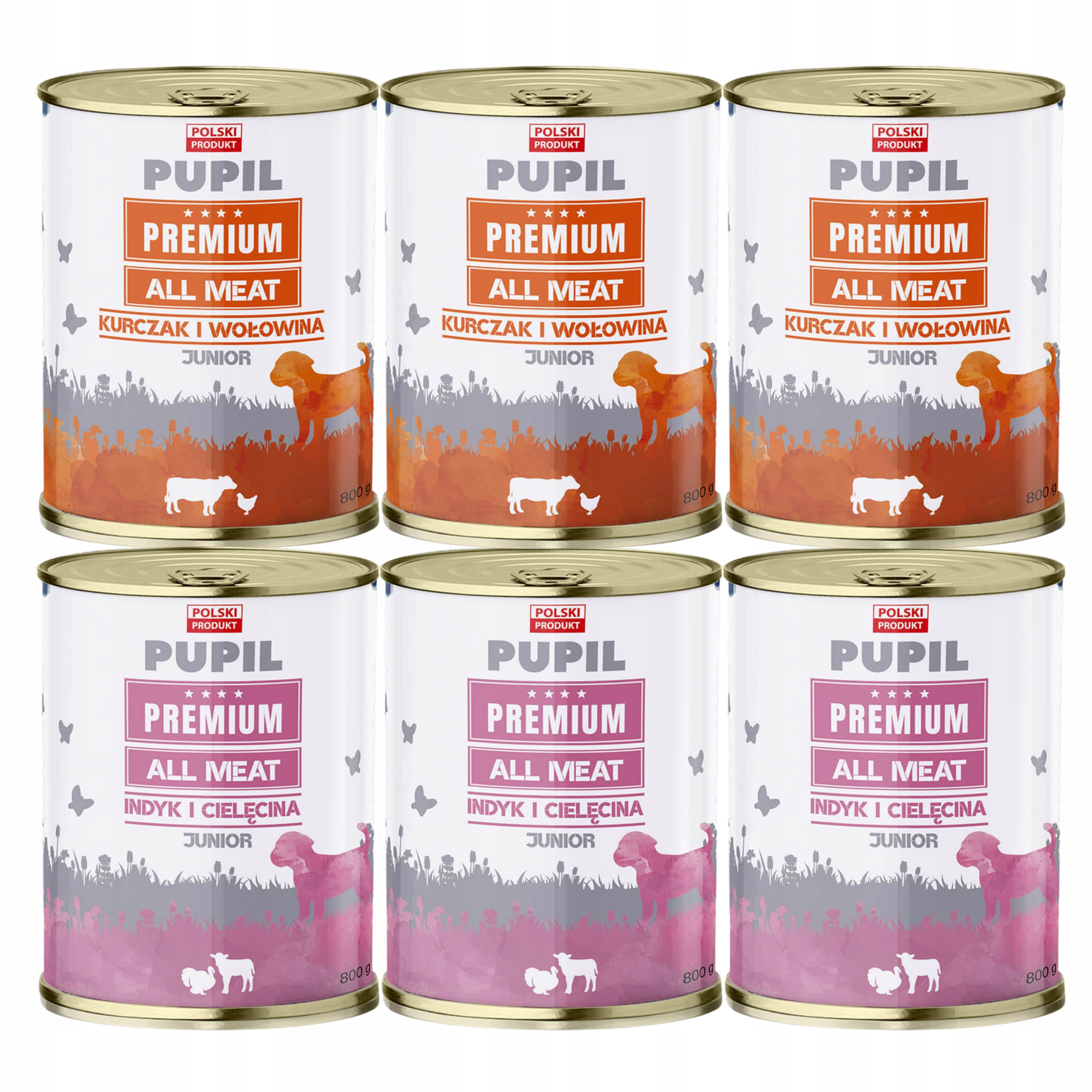Levně Pupil Premium Junior All Meat Krmivo pro štěňata s mix chutí 6 x 800 g
