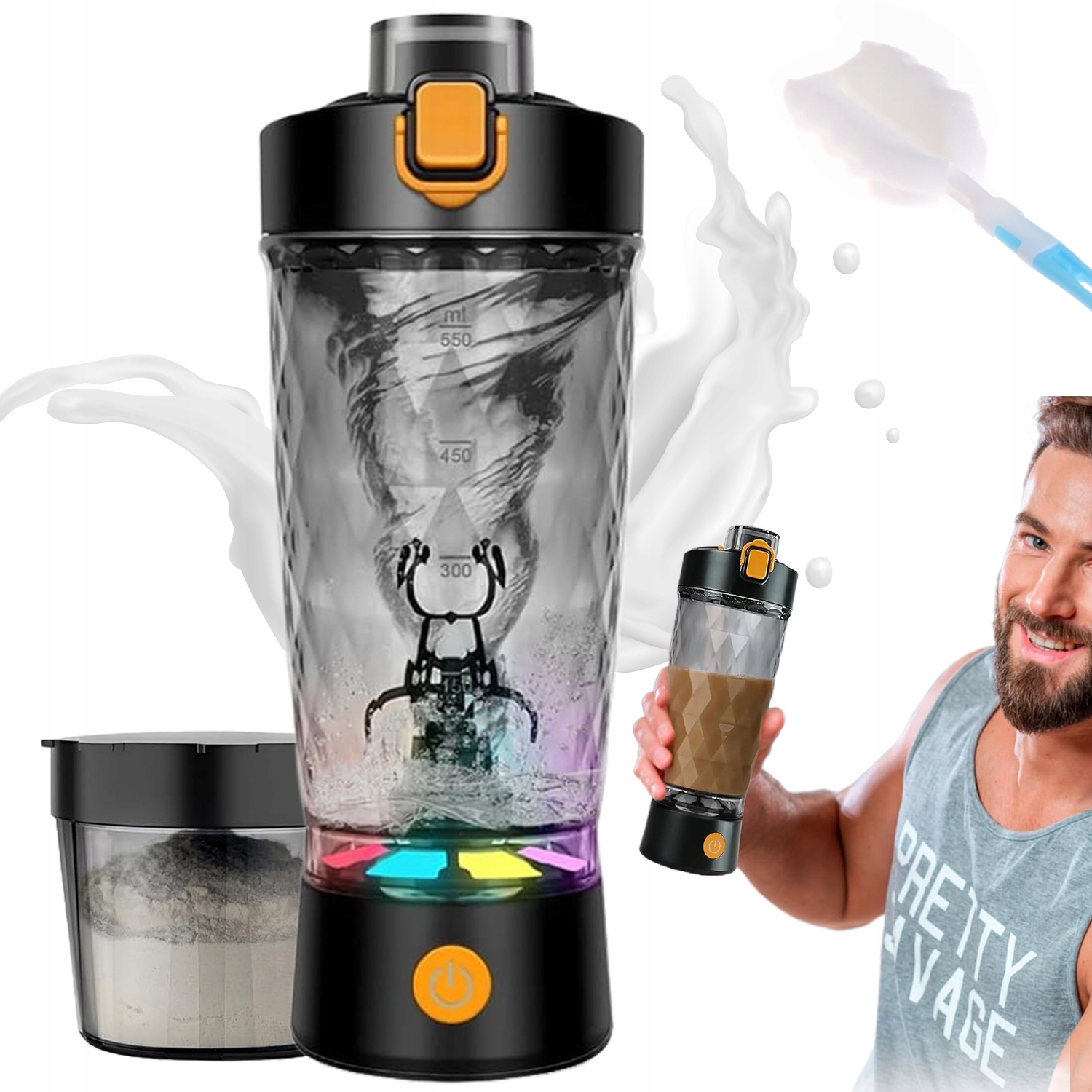 Shaker Blender Na Bílkoviny Elektrický Mixér Pro Shake Usb 550ML 1100 mAh