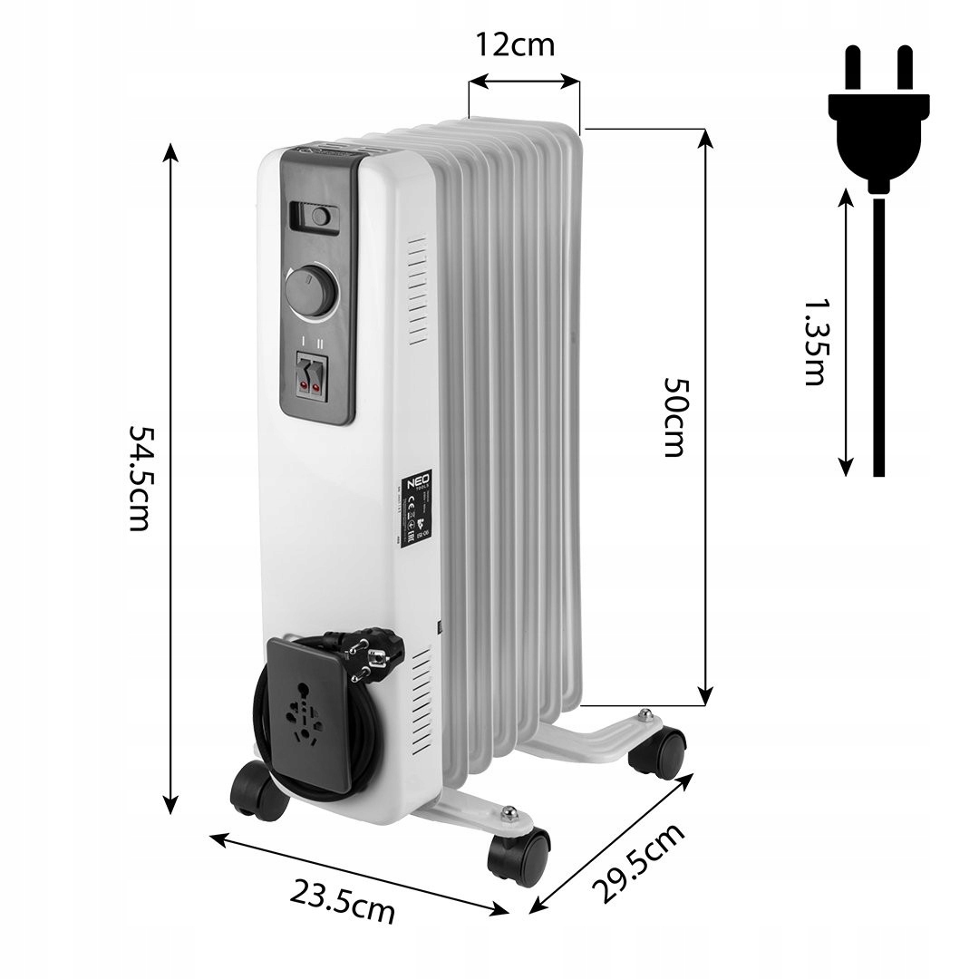 Olejový radiátor 1500 W 7 žeber