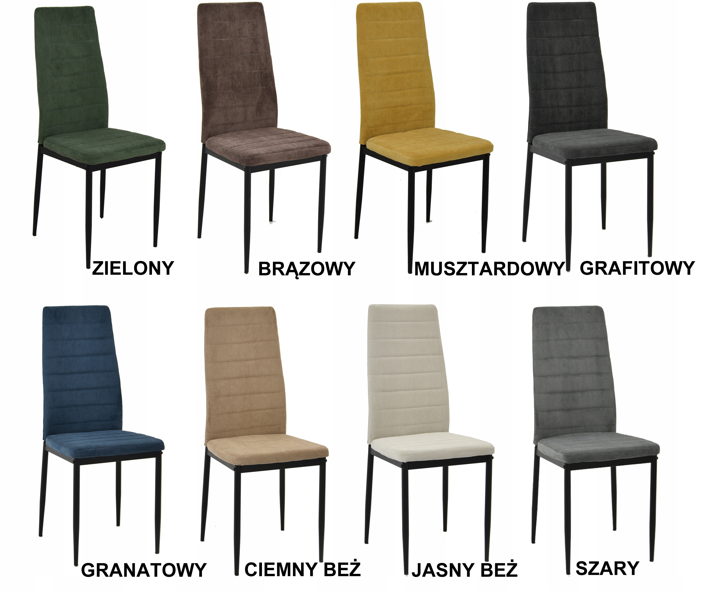 4 tapicerowane krzesła i STÓŁ ROZKŁADANY do 160cm Kolor korpusu stołu czarny