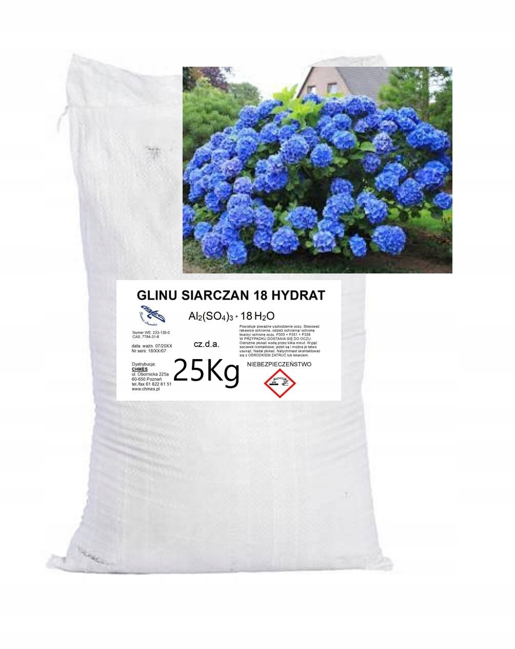 Niebieska Hortensja Siarczan Glinu 25Kg obniża Ph