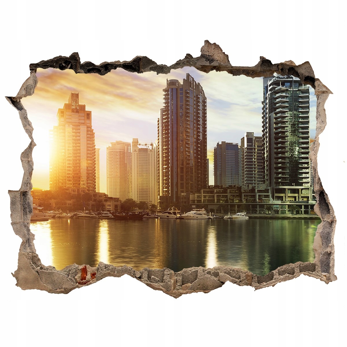 

Fototapeta dziura na ścianę 3d Dubaj zachód słońca