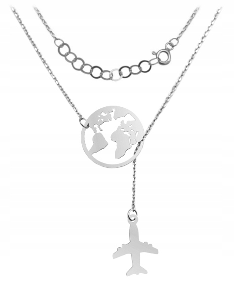

Naszyjnik Globus Samolot Celebrytka Srebro 925