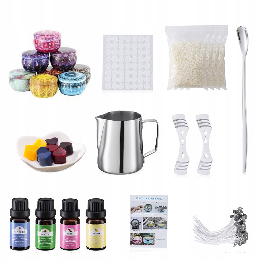 ZESTAW DO WYROBU ROBIENIA KOLOROWYCH ŚWIEC SOJOWYCH DIY + OLEJKI ZAPACHOWE Kod producenta HG6582
