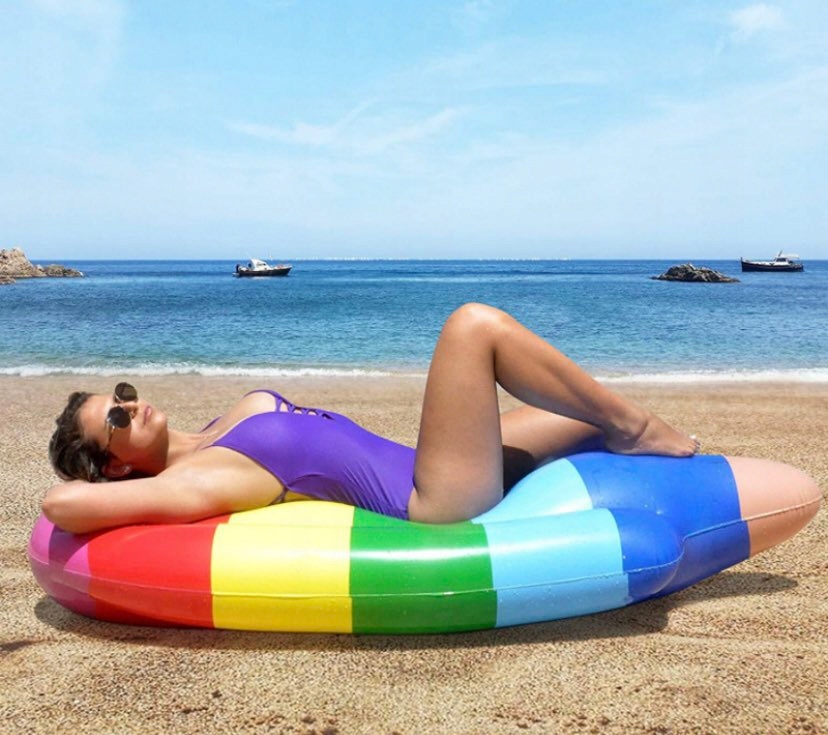 MATERAC DO PŁYWANIA LÓD TĘCZOWY DMUCHANY WODNY LEŻAK PLAŻOWY BASEN DUŻY XXL Szerokość produktu 66 cm