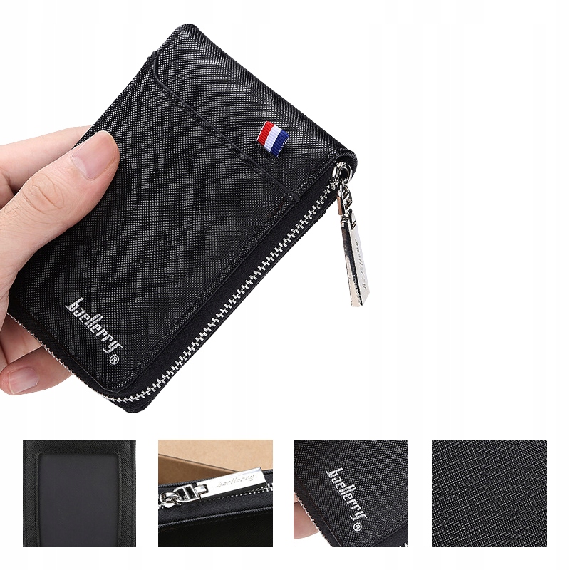 PORTFELE SKÓRZANY MĘSKI ELEGANCKI MAŁY KLASYCZNY Kolor czarny