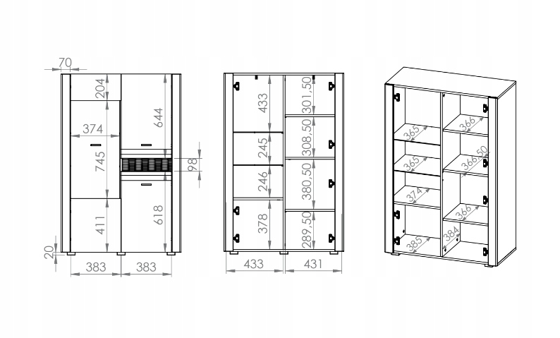 Meblościanka Zestaw Mebli Do Salonu Biały Połysk AREKS ML
