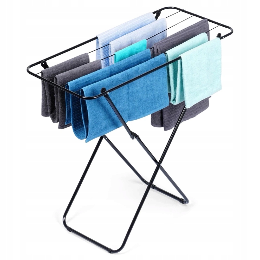 Levně Černý kovový skládací Sušák na prádlo 93x43x88 cm