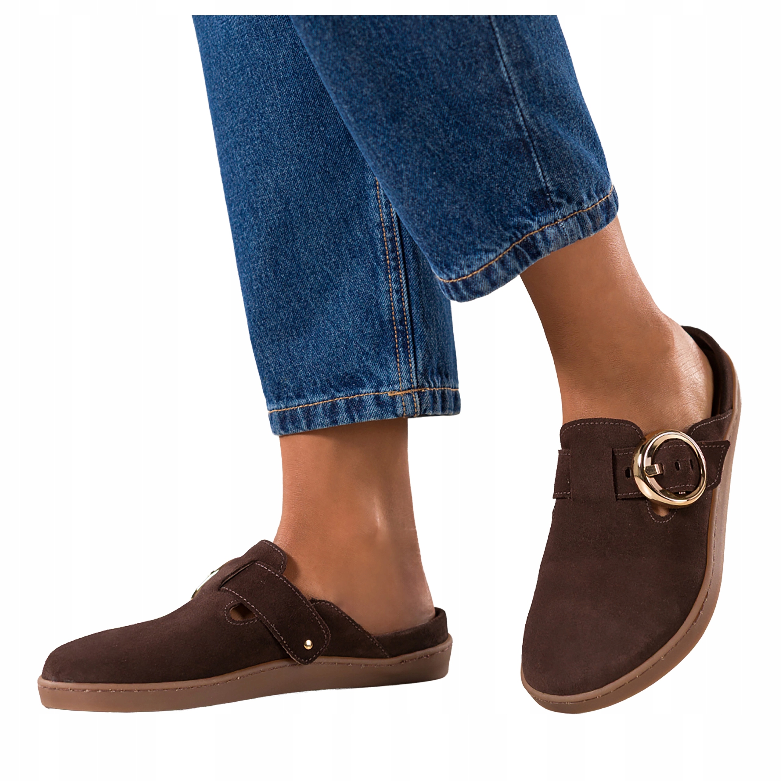 Nazouváky Čokoládové Dámské Kožené Barefoot Pásek s elastickou sponou vel. 41