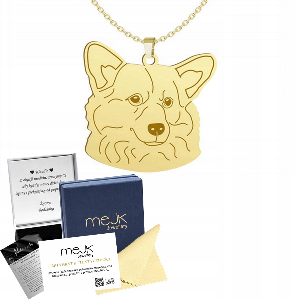 Zlatý náhrdelník z velšského korgu Pembroke Stříbro 925 Šperky Gravírování Bonus