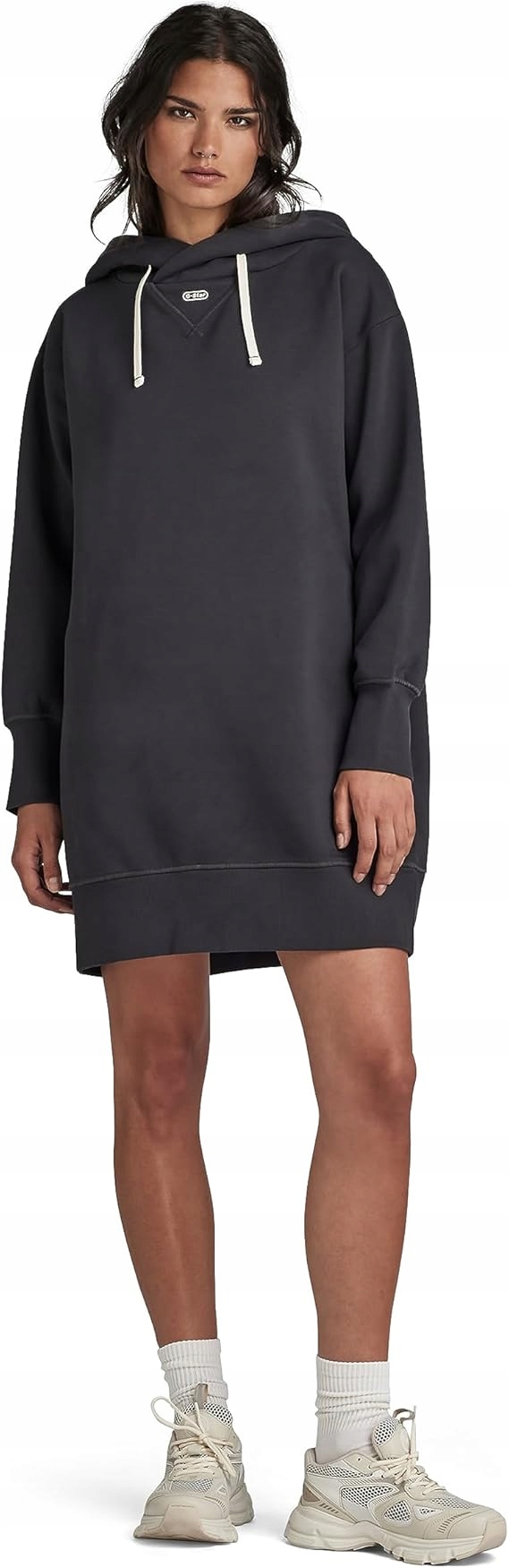 G-star Raw Šedá Šaty S S Kapucí A Dlouhým Rukávem Xxs Jym