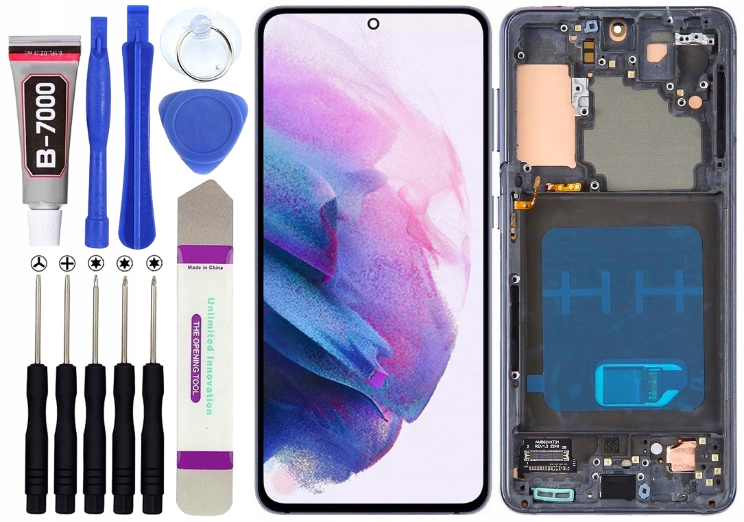 Oled Displej pro Samsung Galaxy S21 5G G991 G991B LCD Rámeček Šedý