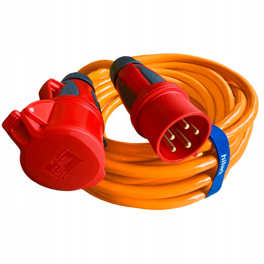 Silný gumový Prodlužovací Kabel pro stavební použití H07BQ-F 5x4 32A Pur oranžový 3m