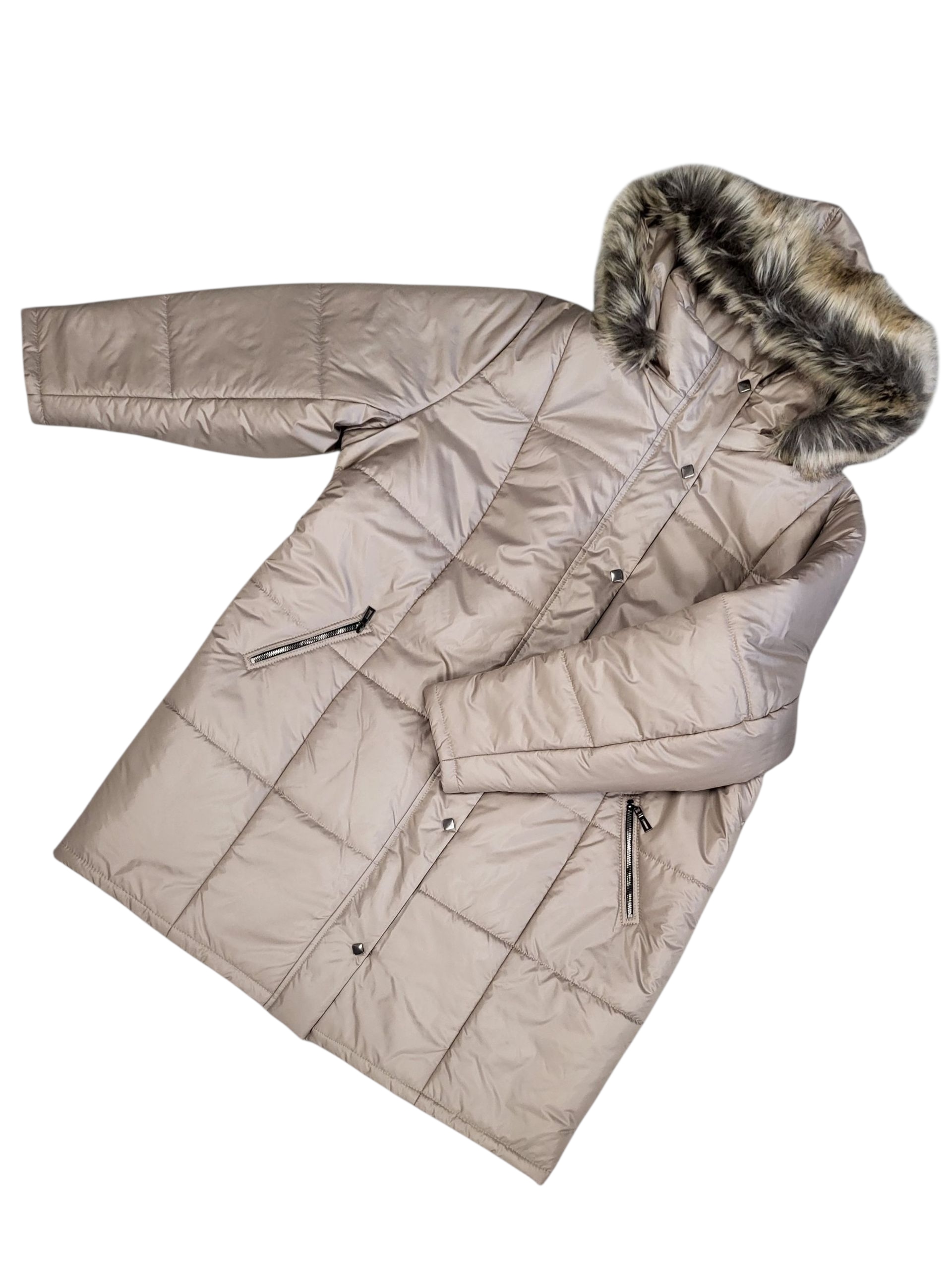 Zimní bunda s odnímatelnou kapucí, béžová, velikost 60