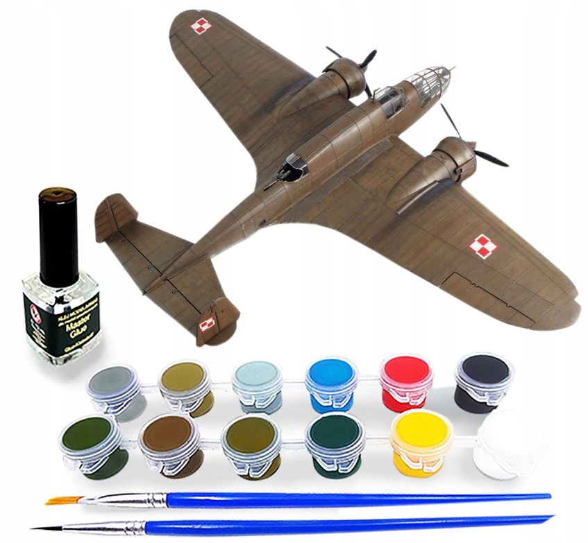 Letadlo Model Pro Lepení Pzl P.37 Los II Barvy Lepidlo Štětce