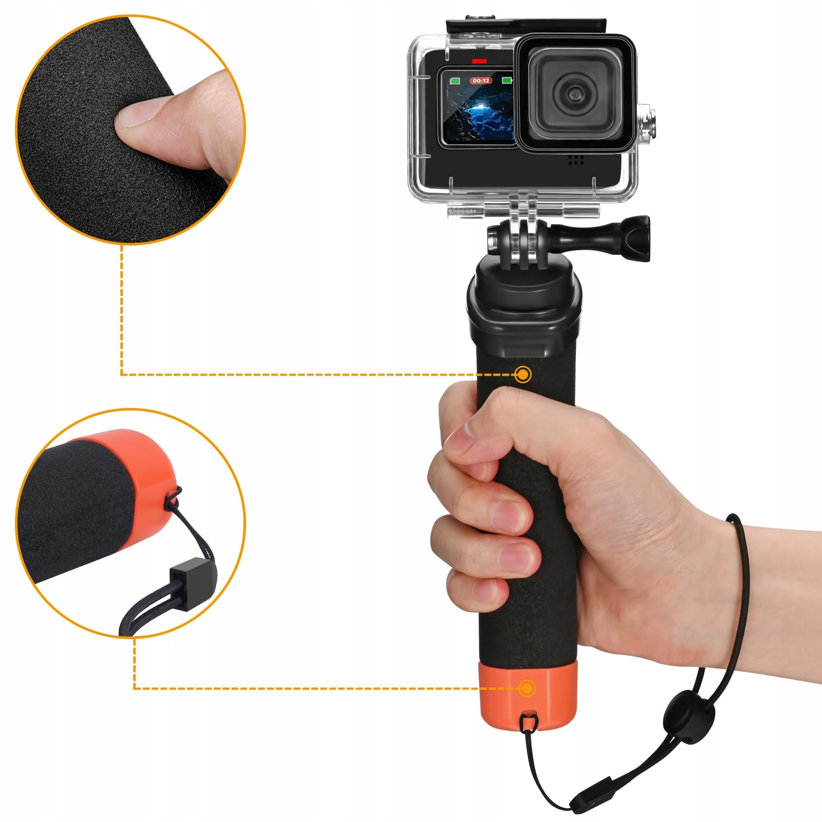 VKESEN Uchwyt Pływający Wodoodporny Do GoPro Hero DJI Osmo Action Kamery — miniatura 5
