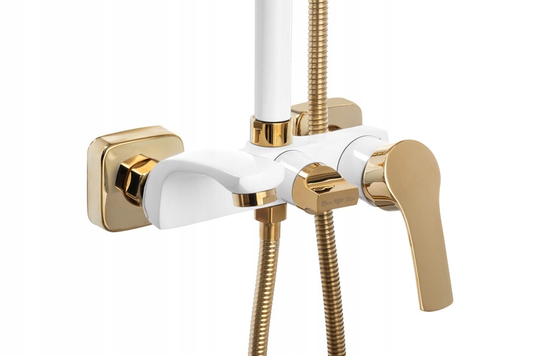 ZESTAW PRYSZNICOWY NATYNKOWY BIAŁO-ZŁOTY Typ natynkowy